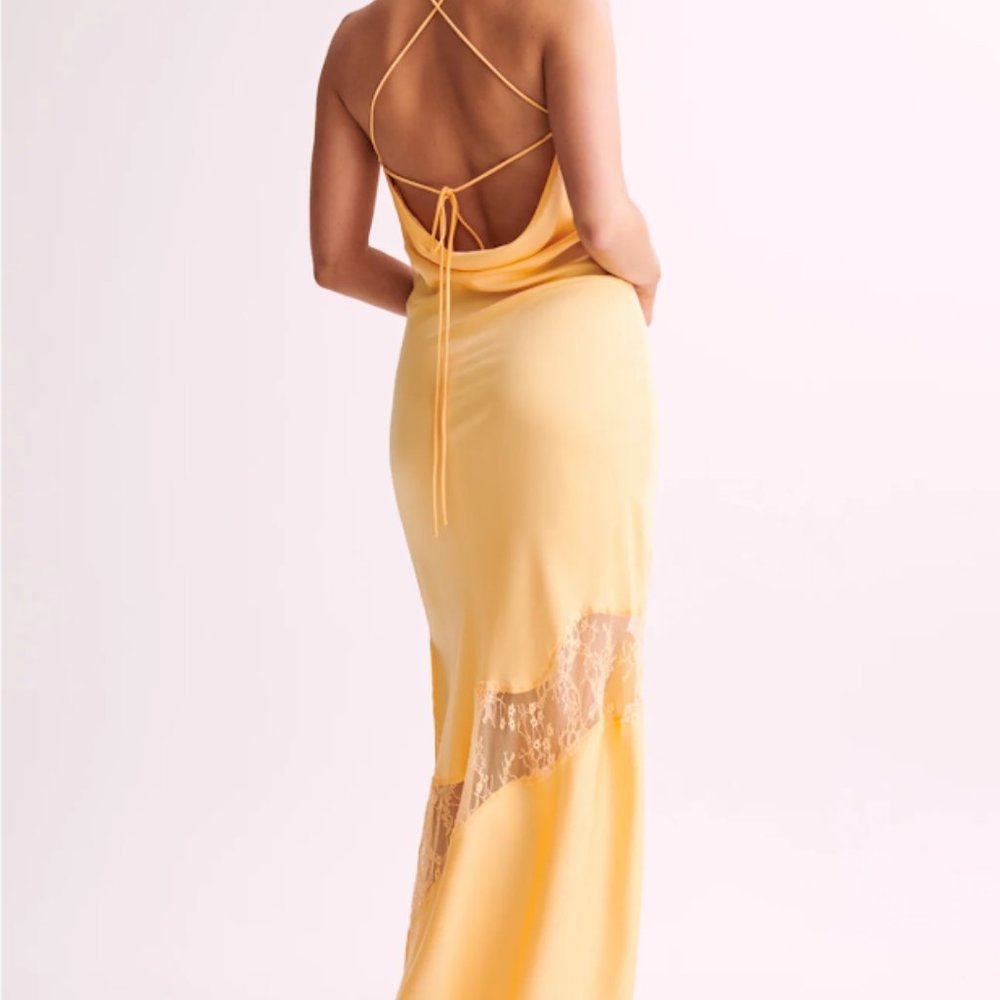 NEW Meshki Satin Yellow Dress Size XS - Picture 4 of 9